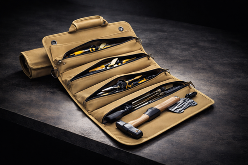 Roll up Tool Bag, Heavy Duty Tool Organizer with 2 Detachable Pouches, Father's Day Gifts for Dad